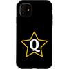 Just Letter Designs Lettera Q monogramma all'interno della stella gialla Custodia per iPhone 11