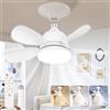 Birnetek® Ventilatore da Soffitto con Luce, Lampadario con Ventilatore Soffitto e Telecomando, 3 Velocità, 5 Pale, 46cm per Camera da Letto, Cameretta dei Bambini