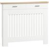 HOMCOM Copritermosifone a Doghe Antiribaltamento con Cassetto Portaoggetti, in Legno, 112x19x97 cm, Bianco