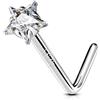 OUFER 925 Sterling Silver Nose Stud S L Nose Rings Screw 20G Nostril Solid 3 mm Heart/Star CZ Body Piercings Jewellery Cartilage Earrings for Women Men