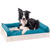 Ferplast Cuccia Cane e Gatto con Cuscino HALL, Lettino per Cani Gatti Lavabile, in Legno FSC, Cuccia per Cane da Interno, Cuccia Gatti e Cani Media, Traspirante e Antiscivolo, 80,5 x 53 x h 17,5 cm