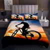 Loussiesd Copriletto trapuntato per mountain bike con motivo sportivo estremo per bambini e ragazze in 3D con trapunte set di biancheria da letto 2 pezzi per letto 170X230cm