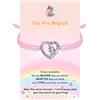 J.Endéar Bracciale Unicorno per Ragazze, Colorato Cubic Zirconia Amore Cuore Unicorno Argento 925 Gioielli Cordone Bracciale Fatto A Mano Regali per Adolescenti Bambini, Rosa