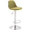 CLP Sgabello Design Kiel in Polipropilene E Tessuto I Sgabello Cucina Girevole Regolabile Imbottito, Colore:Verde, Colore del Telaio:Cromo