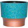 The HC Companies Vaso rotondo in plastica di alta qualità, 17,8 cm, turchese con fondo in rame