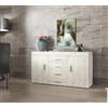 DecHome Madia Moderna Design per Soggiorno e Cucina 153x40h in Legno Truciolare con 2 Ante e 4 Cassetti colore Bianco