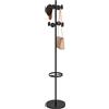 HOMCOM Appendiabiti da Terra con Portaombrelli e 8 Ganci a Disco in Metallo Ø34 x 177cm, Nero|Aosom