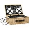 Outsunny Cesta da Pic Nic per 4 Persone con Area Frigo e Accessori, in Vimini, 54x34x20 cm, color Legno | Aosom Italy