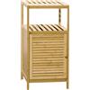 kleankin Mobiletto Bagno in Bambù a Doghe con Armadietto a un'Anta, 33x36.5x67cm, Colore Legno Naturale