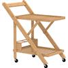 HOMCOM Carrello da Cucina Portavivande Pieghevole a 2 Livelli con Portabottiglie in Legno di Bambù