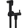 OGOMONDO Kit idroscopino nero tondo doccetta per wc portatile shut-off monogetto con leva