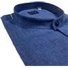 Bagariny Camicia uomo in lino e cotone collo coreano regular fit color blu Made in Italy