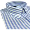 Bagariny Camicia uomo in lino e cotone button down regular fit azzurro Made in Italy