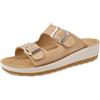 Fly Flot Castana, Ciabatte Donna in Tessuto, Aperte con Doppia Fibbia Regolabile, Sottopiede in Pelle, Sandali, Beige, 41 EU