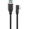 goobay 66504 - Cavo USB 3.0 a USB C, 3 m, 15 W, connettore USB C angolare a 90 gradi, cavo di ricarica 5 Gbits SuperSpeed/USB Type C Cellulare Samsung Sony/Nero / 3 metri