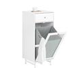 SoBuy Mobile lavanderia con portabiancheria apribile Cesto portabiancheria con anta in vetro Mobile bagno Biaco 40x40x96cm BZR116-W