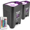 Beamz Coppia BEAMZ BBP96 PAR 6x12W LED RGBAW-UV Fari da Pavimento a Batteria Smart Bat