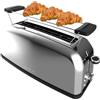 Cecotec Tostapane verticale Toastin' time 850 Inox Long, 850W, Doppia fessura lunga e larga 3,8 cm, Barre superiori, Acciaio Inossidabile, Spegnimento e Pop-up Automatico, Raccogli-briciole