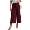 Zeagoo Pantaloni larghi da donna, estivi, casual, a vita alta, in tinta unita, per il tempo libero, con tasche, S-XXL, rosso vivo, L