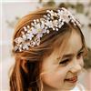 IYOU Fiore Ragazza Copricapo Oro Floreale Perla Cerchietto Fascia Foglia Cristallo Sposa Nuziale Accessori per Capelli per Bambine