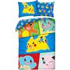 Halantex Pokémon Pikachu & Amici Copripiumino Singolo 140x200 + Federa 70x90 Cotone