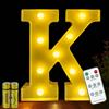 HONPHIER® Lettere lampada a forma di lettera con telecomando, lampada a LED, illuminazione lettera, luce notturna, decorazione per compleanno, festa, matrimonio (K)
