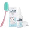 GJYC PET Detergente per il mento del gatto, trattamento dell'acne del gatto, soluzione per rimuovere acne e punti neri, set con spazzola e salviette per l'acne, lenisce e mantiene la pelle sana, 65 ml