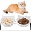 Zimoer Set di 2 Ciotole per Gatti in Ceramica con Supporto Rialzato,Ciotola Doppia per Animali Domestici, Ciotole per Cani Rialzate Estraibili, Accessorio Essenziale per il Pasto dei tuoi Animali