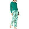 Amazon Essentials Pigiama con Maglia a Maniche Lunghe e Pantaloni in Flanella Leggera Donna, Avorio Mimetica con Orso Festivo/Verde Smeraldo, XS