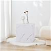 [en.casa] Tavolino a Forma di Cubo Tavolo Basso da Caffè Tavolino Laterale da Divano Comodino 45 x 40 x 40 cm - Effetto Marmo Bianco