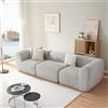 [en.casa] Divano Componibile a 3 Posti Divano Modulare Composto di Mobili Angolari e Centrale Serie Hurvas 76 x 313 x 108 cm Rivestimento in Tessuto Bouclé - Grigio