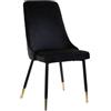 Marvin Sedia con Struttura in Metallo Nero e Oro SAINT TROPEZ Seduta Imbottita in Velluto, Poltroncina di Design Moderno ed Ergonomico per Casa, Ufficio, Sala da Pranzo (1, Nero)