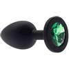 BONDAGERIE® Plug anale in silicone nero, con diamante verde, sacchetto incluso, Taglia L