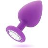BONDAGERIE® Sextoy Plug anale viola in Silicone Medico 100% Sicuro diamante bianco, sacchetto incluso, Taglia L