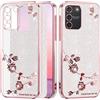 Yarxiawin Per Cover Samsung S10 Lite Trasparente Glitter Fiore Custodia Samsung S10 Lite Cover Silicone Morbida Brillantini Lusso Lucido Case Sottile Viola Antiurto (Silber-Rosa)