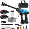 panthem Idropulitrice a Batteria 40 Bar, Idropulitrice Elettrica portatile con 2 Batterie, 6 in 1 Ugello,Tubo da 5M, Vaso di schiuma Idropulitrice ad Alta Pressione Senza Fili per Auto Giardino Terrazza
