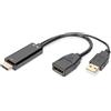 DIGITUS Adattatore HDMI - HDMI a Displayport - UltraHD 4k/30Hz - 0,2 m - HDMI 1.4, DP 1.2 - Alimentazione tramite USB-A - Nero