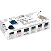 KREUL 16602 - Glass & Porcelain Chalky Set di 6 barattoli di vernice a gesso per vetro e porcellana da 20 ml con 1 pennello Vernice ad acqua opaca e morbida