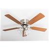 Pepeo Ventilatore da soffitto Kisa Deluxe da 105 cm con ala in nichel spazzolato bianco/acero, illuminazione e interruttore a tirare inclusi