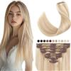 Elailite Extension Clip Capelli Veri Volumizzante - 25cm 110g - 8 Fasce Folte Double Weft Full Head 100% Remy Human Hair Lisci, 18/#613 Beige Sabbia Biondo/Biondo Chiarissimo