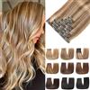 EINbeauty Extension Capelli Veri Clip 7pcs 120g 50cm Extension Capelli Veri Lisci Invisibili Remy Umani Human Hair Extension Clip(20Inch,P6/18K#)