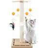 EXTFANS Tiragraffi per Gatti, Palo Graffiatoio Alto 65 cm, per Gatti di Taglia Media e Piccolo, Graffiatoio per Sisal Resistente con Pompon