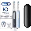 Oral-B Spazzolino Elettrico Ricaricabile iO 3 Nero e Blu, 2 Testine Di Ricambio, Custodia Da Viaggio, 2 Spazzolino Elettrico Oral B, Confezione Doppia, Sensore di Pressione