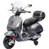Tecnobike Shop Moto Elettrica Piaggio Per Bambini Vespa GTS Rotelle 12V Parabrezza Bauletto Luci LED Suoni (Grigio)