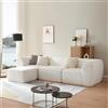 [en.casa] Divano Componibile a 3 Posti Chaise Longue Divano a L Modulare Mobili Angolari Centrale e Pouf Serie Hurvas 76 x 313 x 181 cm Rivestimento in Bouclé - Bianco Crema