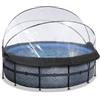 EXIT Toys EXIT Frame Piscina ø427x122cm (filtro 12v Sand ) - Grigio + Tetto apribile + Pompa di calore