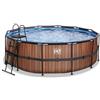EXIT Toys EXIT Piscina Frame ø427x122cm (filtro a sabbia 12v) - trama in legno
