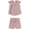 Sterntaler Set camicia con pantaloni a fiori in velluto rosa