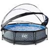 EXIT Toys EXIT Pool Stone 300x76cm con copertura e pompa per filtro, grigio