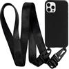 MyGadget Cover per iPhone 12 Pro Max - Custodia con Corda TPU Opaca - Case con Cordino Rigida & Resistente con Laccio | Tracolla - Nero